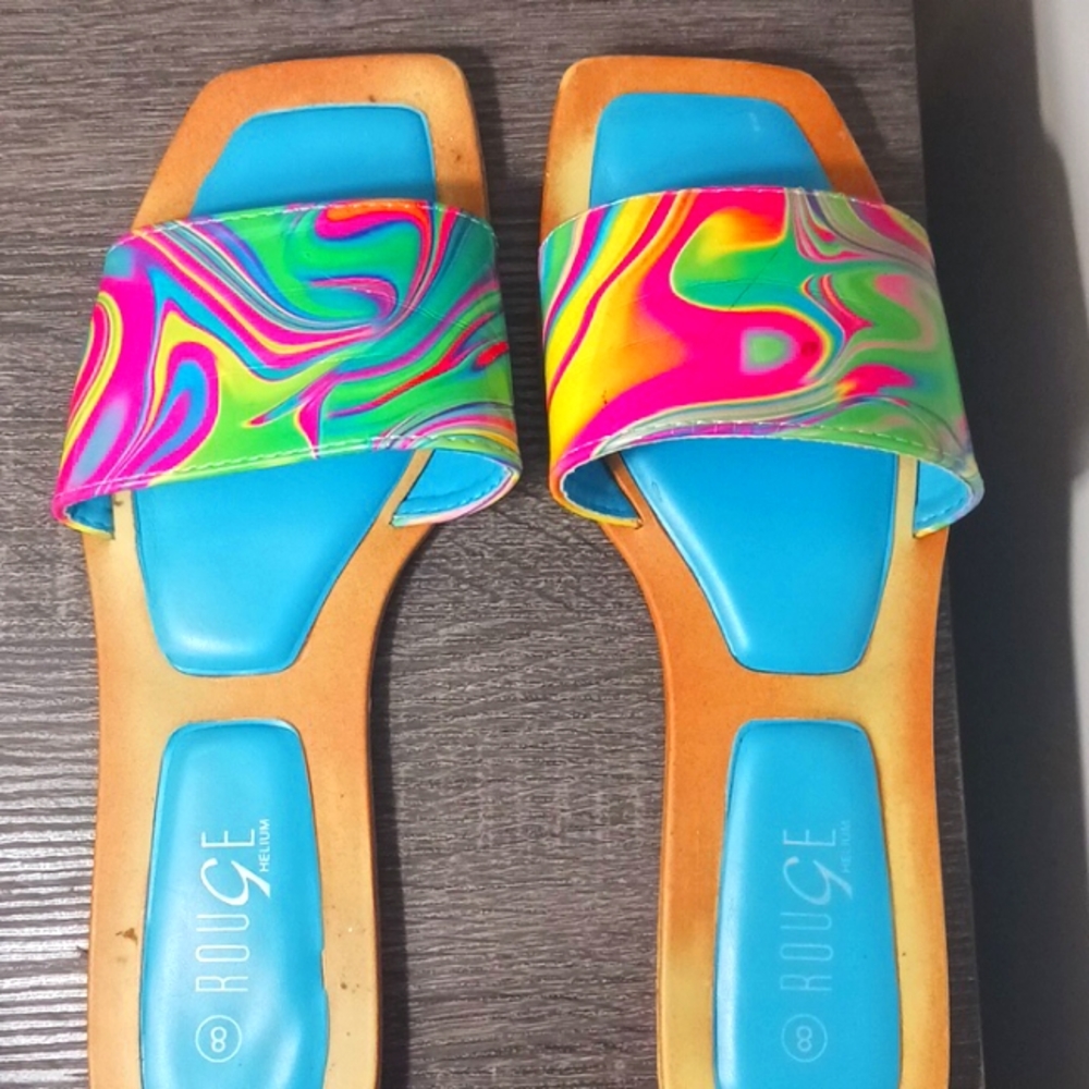These colorful and bright slippers.